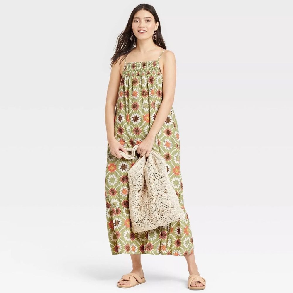 Universal Thread Floral Maxi Dress - Green and Red